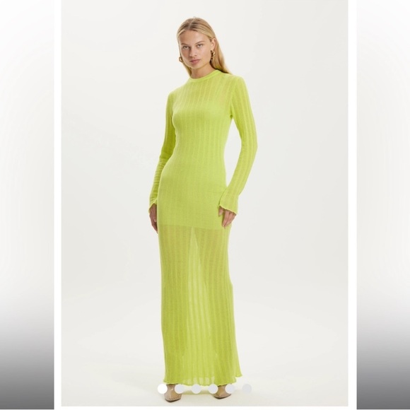THIRD FORM bright green knit long sleeve maxi dress - Picture 1 of 6